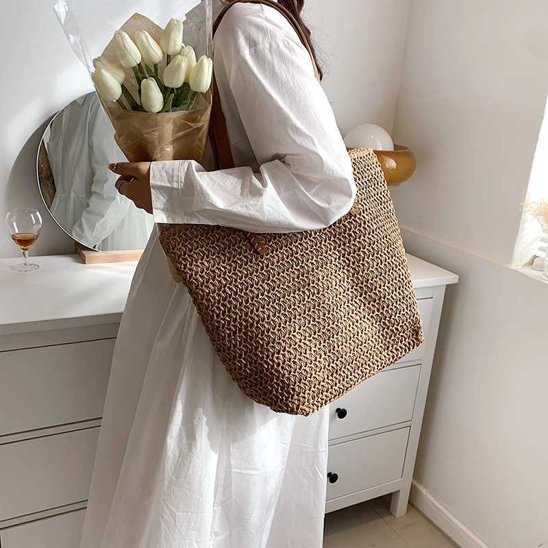 Hand-woven Womens Shoulder Handbag Bohemian 2024 Summer Fashion Str Beach Travel Shopper Weaving Shopping Bags Y250603
