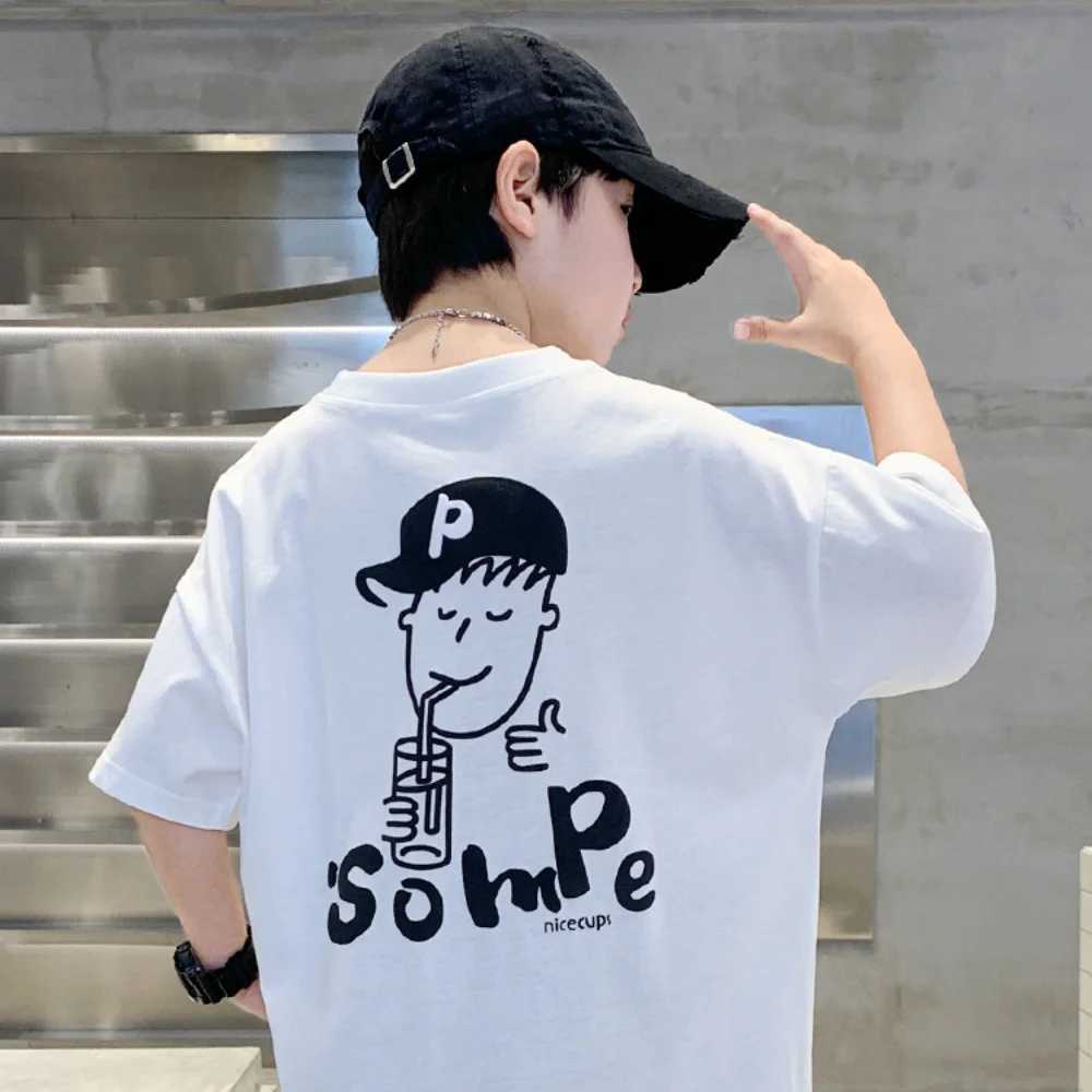 2025 new style for boys girls and children white cotton short-sleeved T-shirts for mid-sized children summer top loose t-shirt T250603