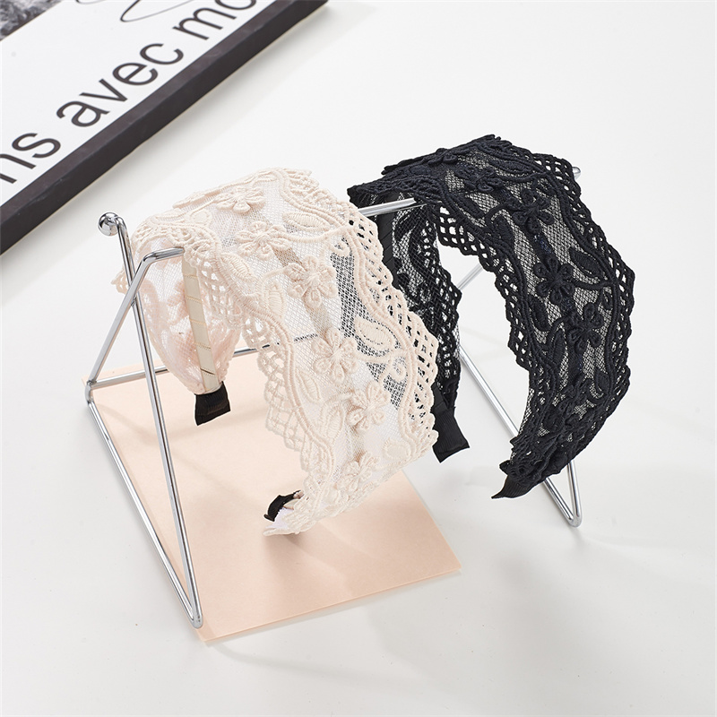Chopped hair headband female wide lace flower hair band headdress sweet Mori girl system pressed hair wider hair bands headwear