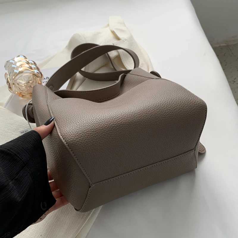 MOODS Lychee Pattern Shoulder Bucket Bags For Women Soft PU Leather Big Capacity Shopper Totes Female Commute Crossbody Handbags W250602