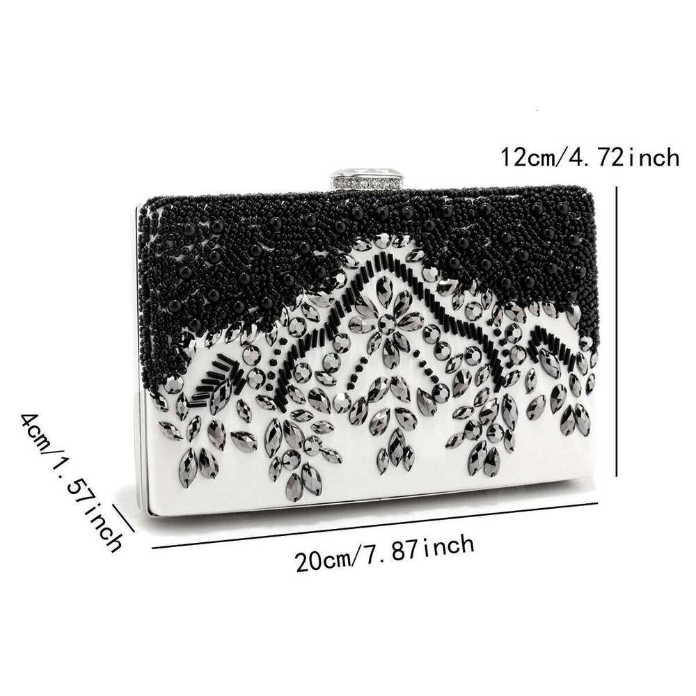 PU Beading Fashion Evening Bags Black Color Party Small Day Clutch One Side Pearl Embroidery Wedding Handbags Purse