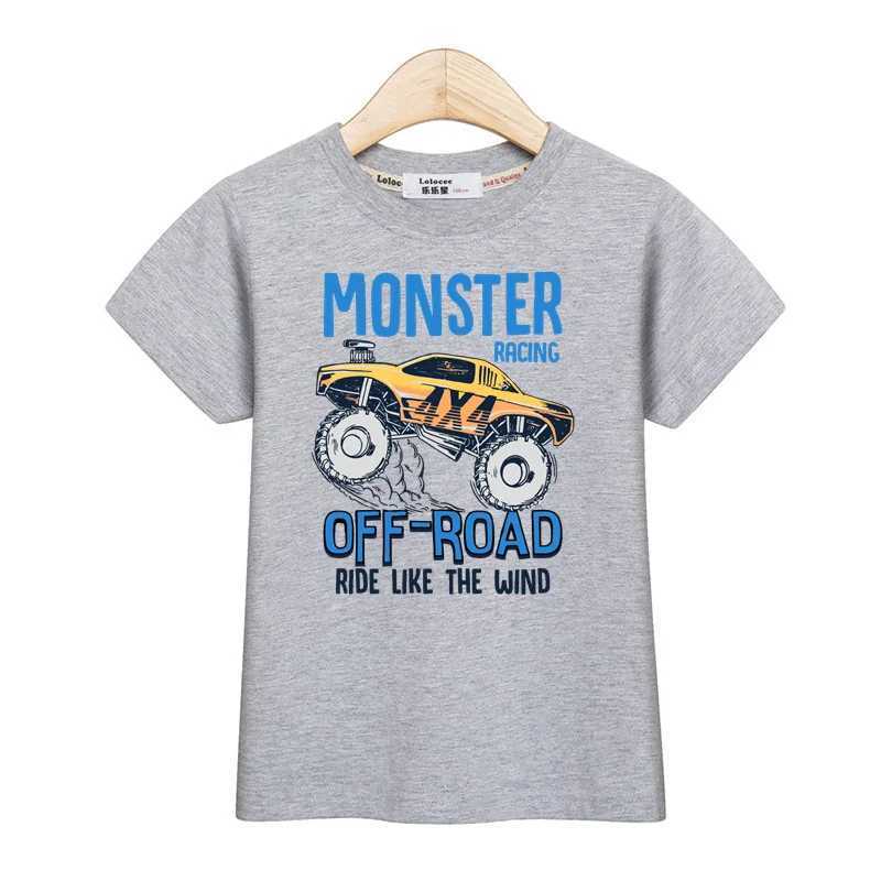 3-13T Summer Monster Truck T-shirt Baby Boys Cartoon Shirt Children Short Sleeve Cotton Tops Tees T250603