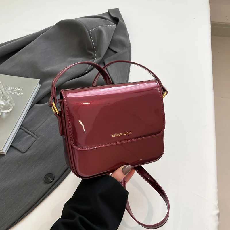 Glossy Patent Leather Square Bags Women Letter Print Flap Crossbody Bags Large Capacity Female Daily Commute Messenger Packs Y250603