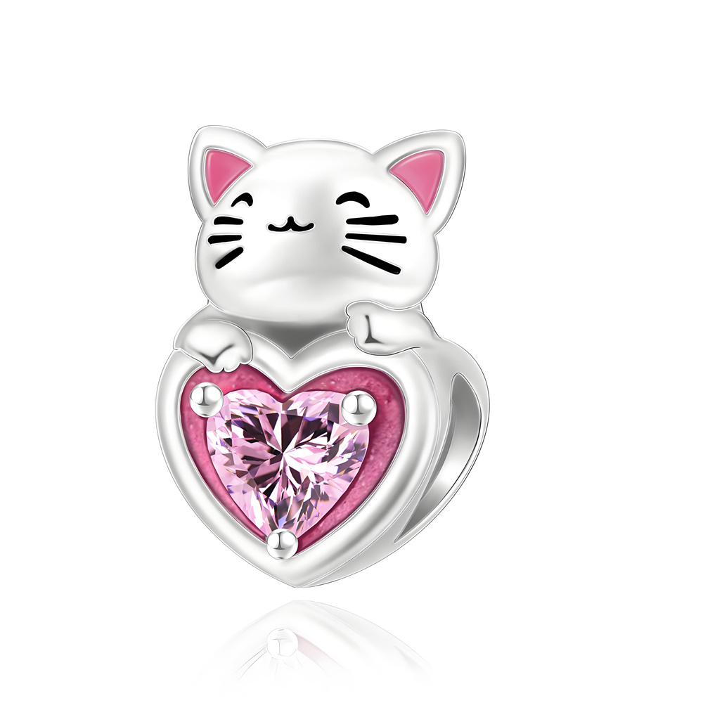 FewDook 2025 Hot Sale Pink Cute Pet Series Lovely Cat Dog Mouse Dangle Charm Fit Original Pan Bracelet Bead Fashion Accessories Jewelry Designer for W
