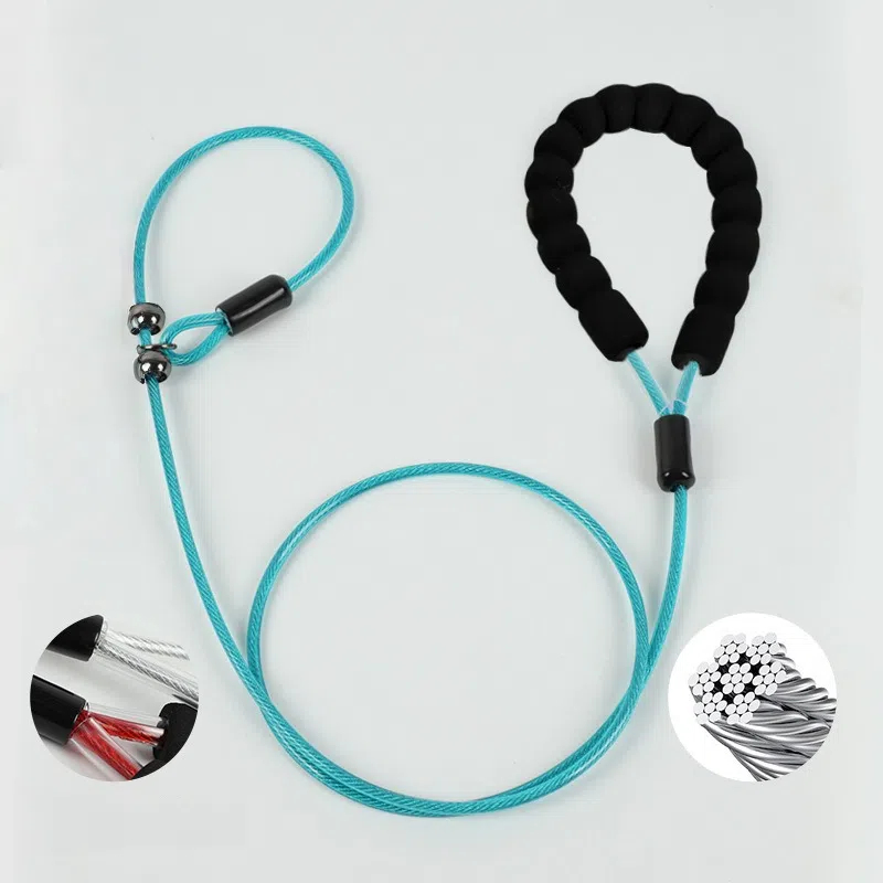 Durable Steel Wire Dog Slip Leash with Comfort Handle - No-Pull Training & Everyday Walking