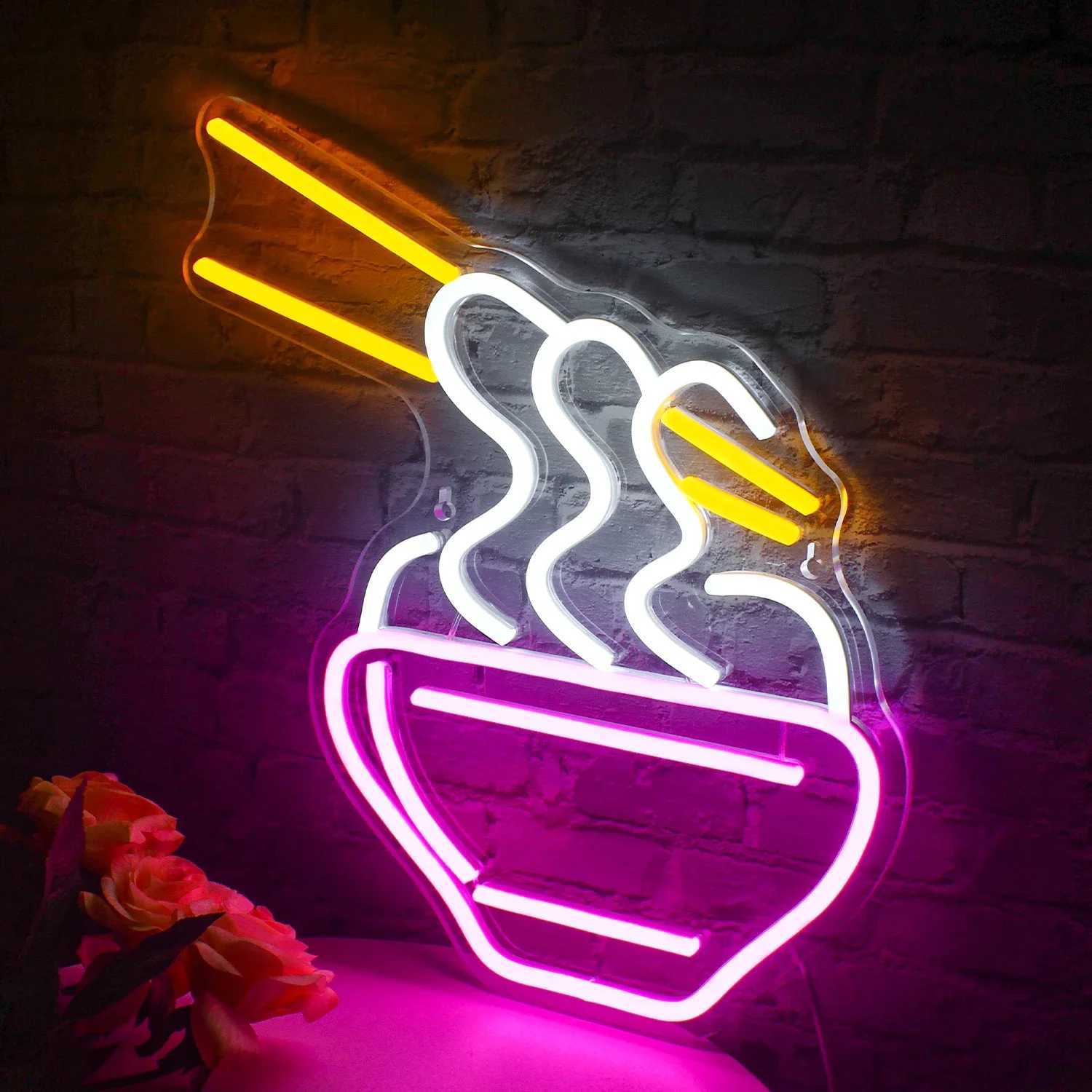 Ramen Neon Sign Wall Ramen Noodle Light Up Signs Restaurant Home Bar Kitchen Dining Room Cafe Cool Neon Custom Shop Decor XJ250602
