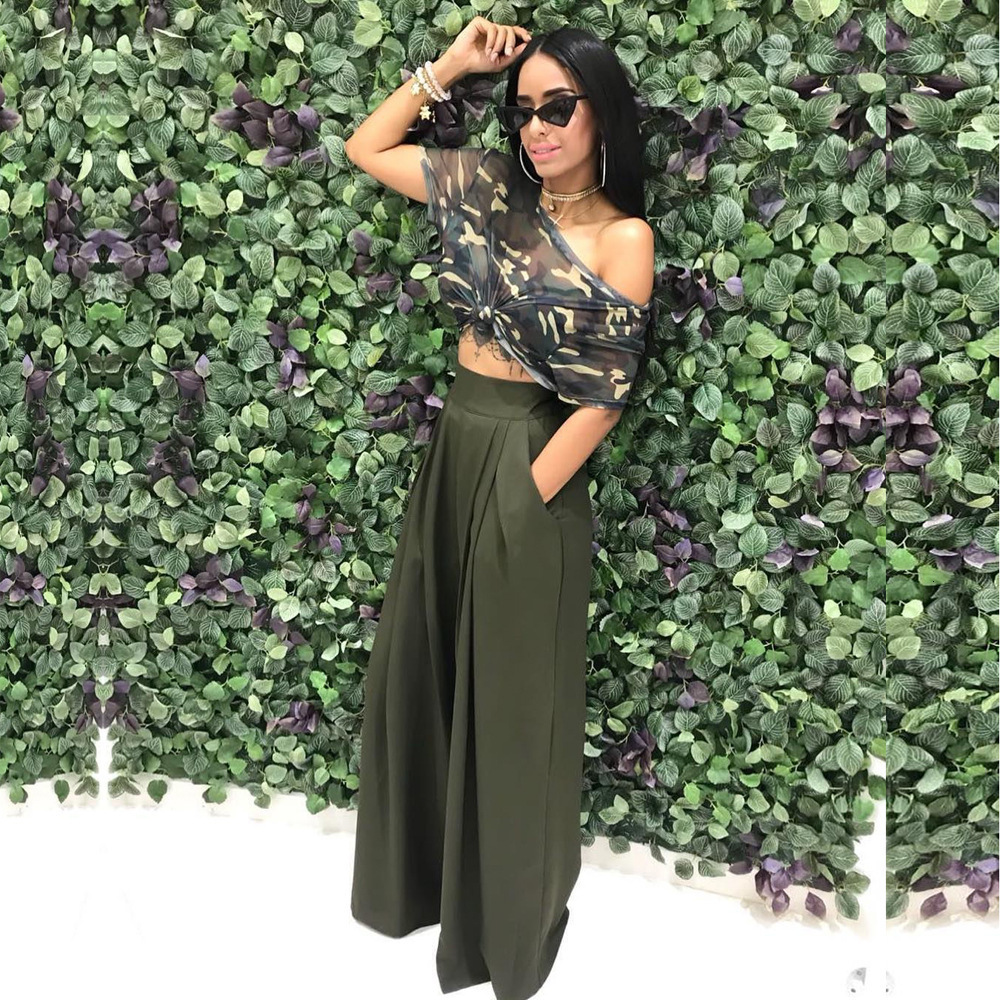women's wear S2018 Fashion Personality Flared Long Casual Autumn Winter Wide Leg Pants 14 Colors Available