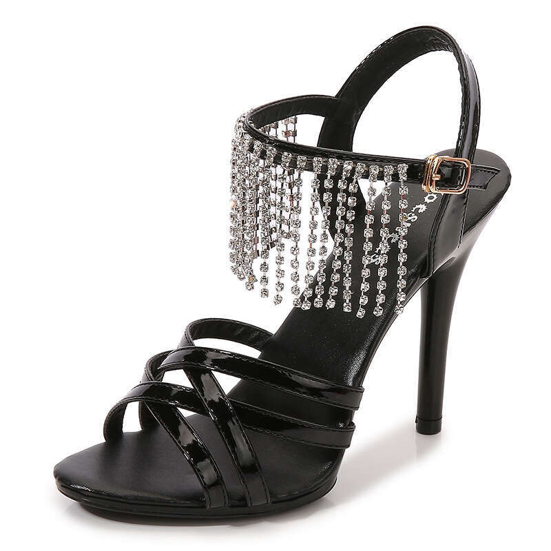 Super High Heels Red Super High Heels 11Cm Nightclub Tassel Hollow Sandals Sexy Plus Size Shoes For Women Platform High Heels
