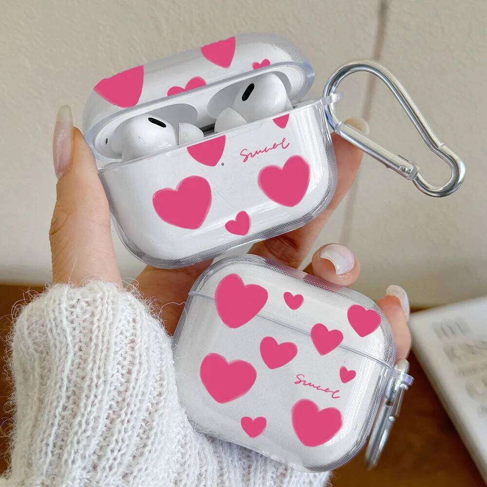 Pink Heart Butterfly Design 4 3 1 2 Gen TPU Earphone Protecitve Case For Pro 2/Pro Cover with Keychain