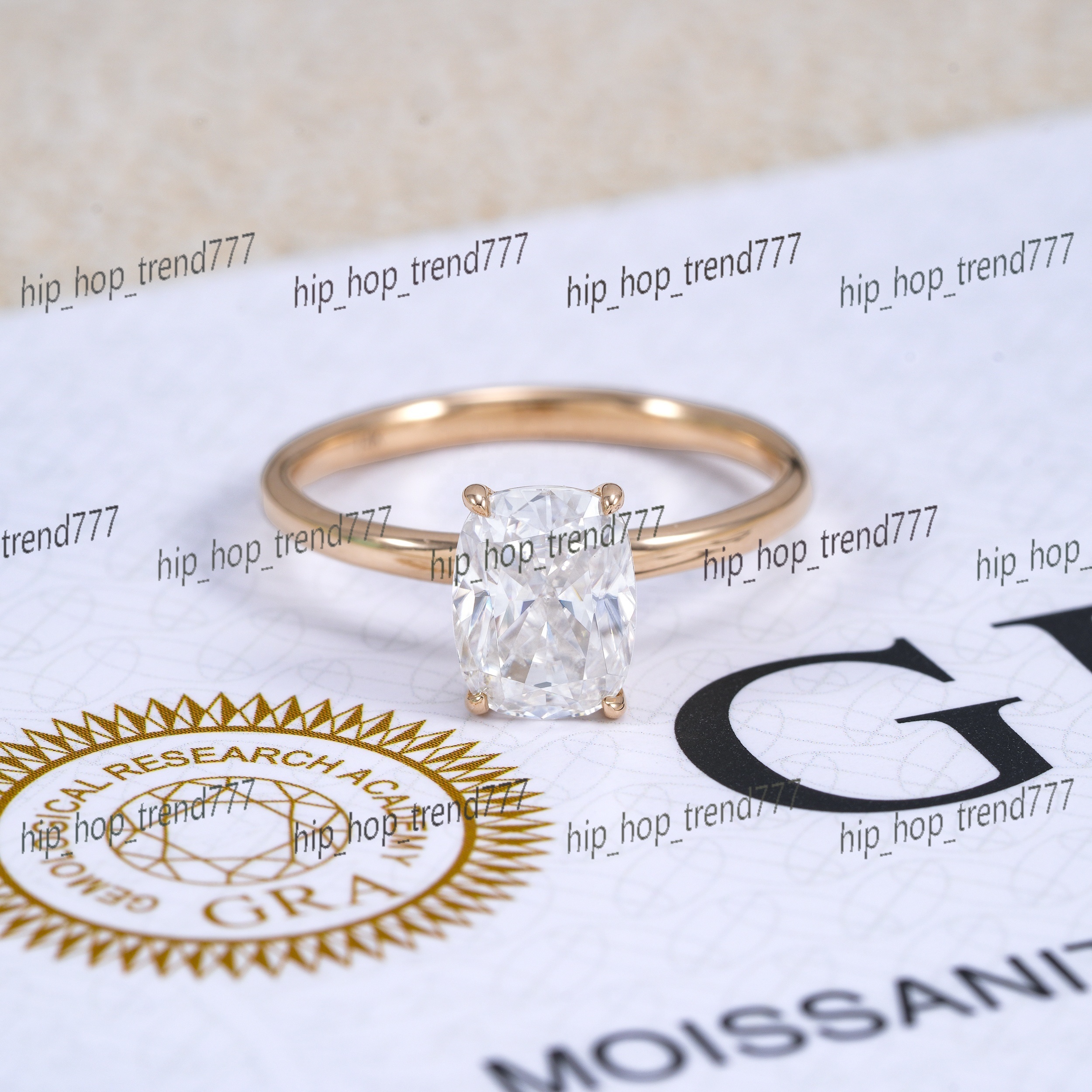 Stylish Classic Design Women Engagement Ring Wedding Jewelry Fine Jewelry 2G 2CT Cushion Cut VVS 14K Moissanite Ring