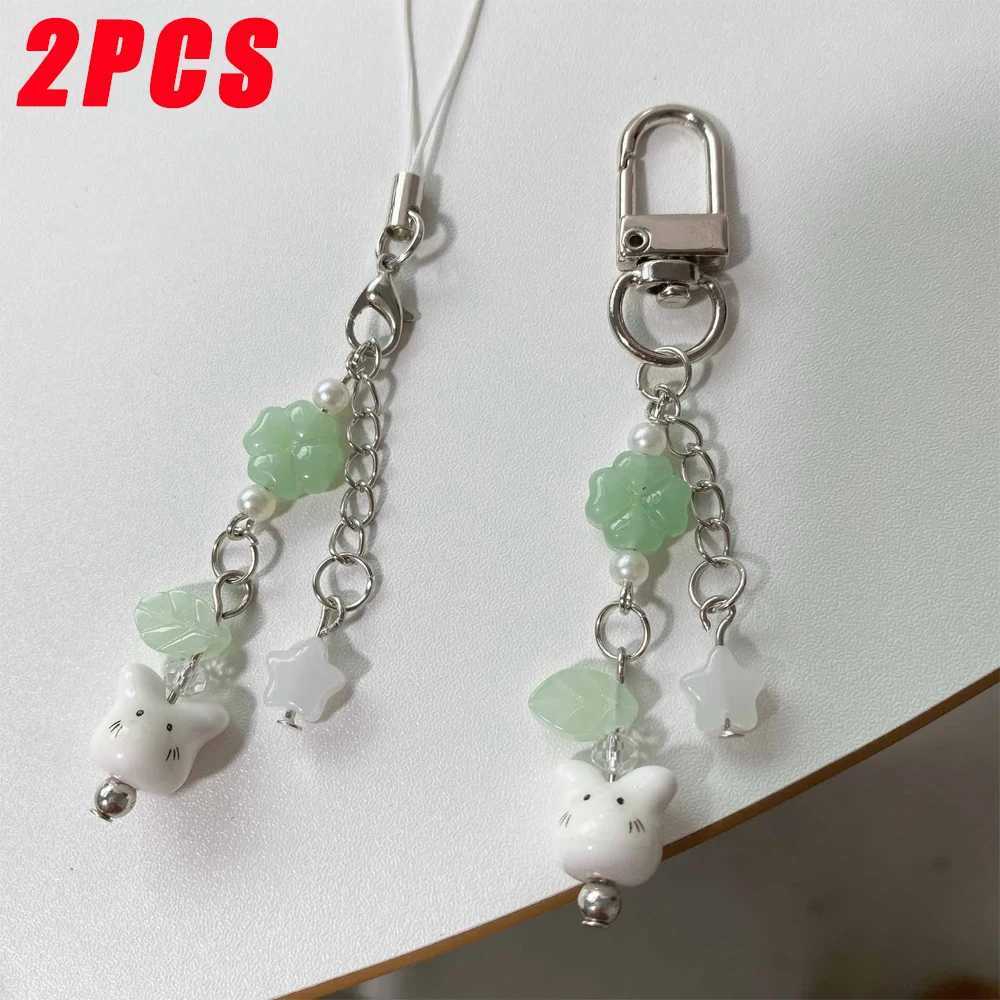 Cute Cat Keychain LuckyPhone Charms Pendant Bag fourr Key Ring Keychains Y2K Key Chains Fashion Jewelry GiftsXJ250602