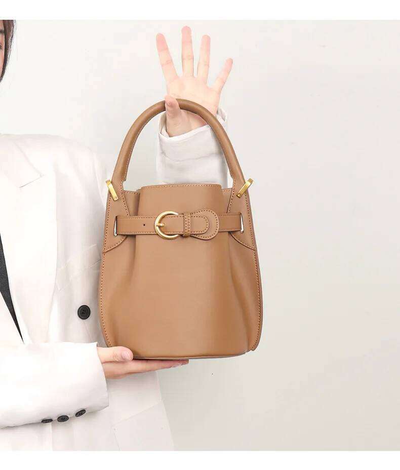 2025 Soft Leather Bucket Women's Fashion Shoulder Crossbody Bags Large Capacity Designer Handbags Stylish Leisure Bag