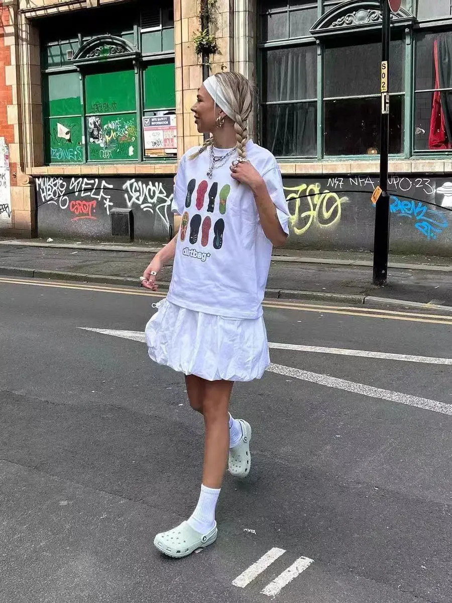 Loose Oversize Cotton Short-sleeved T-shirt Womens Cartoon Printed Fun Top 250529