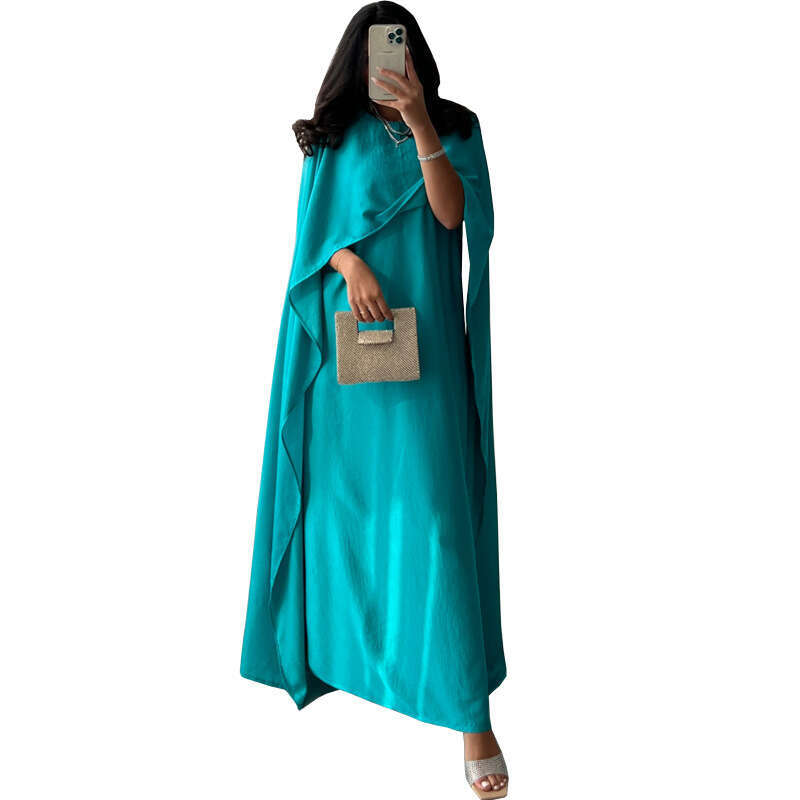 Mq108 Modest Large Sleeve Long Modern Satin Soft Outer Abaya Fashion Dress B5