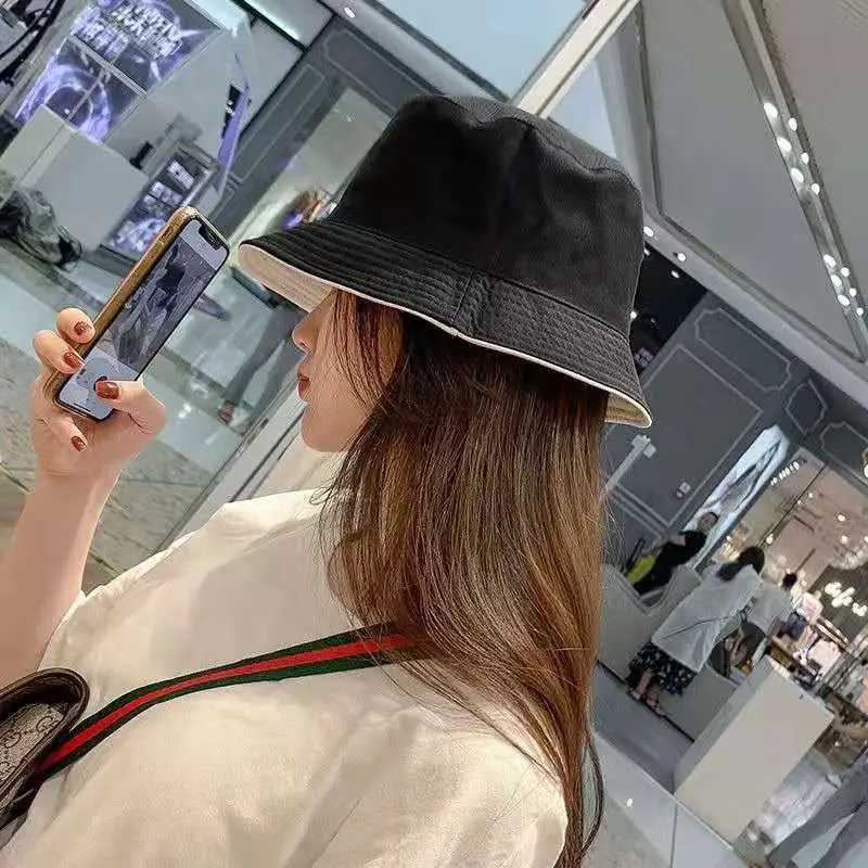 Women Summer Bucket Hats Men Solid Color Sunscreen Two-Sided Hat Children Personality Outdoor Leisure Sunshade Cap Fisherman Cap W250602