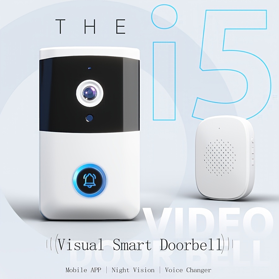 Smart Wireless Doorbell Visual-WiFi Door Doorbell Camera, Night Vision, Voice Changer, Photo&Video, Way Audio