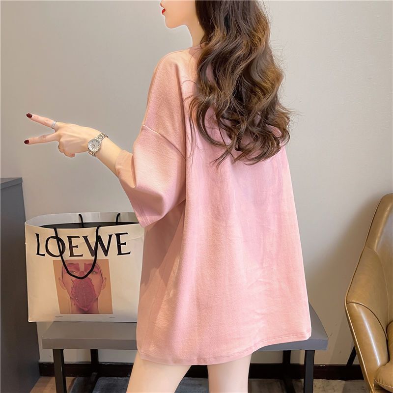 2025 new spring and summer T-shirt, sweet and thick bead embellishment, pure cotton women's short sleeved T-shirt, summer new loose designer mid 