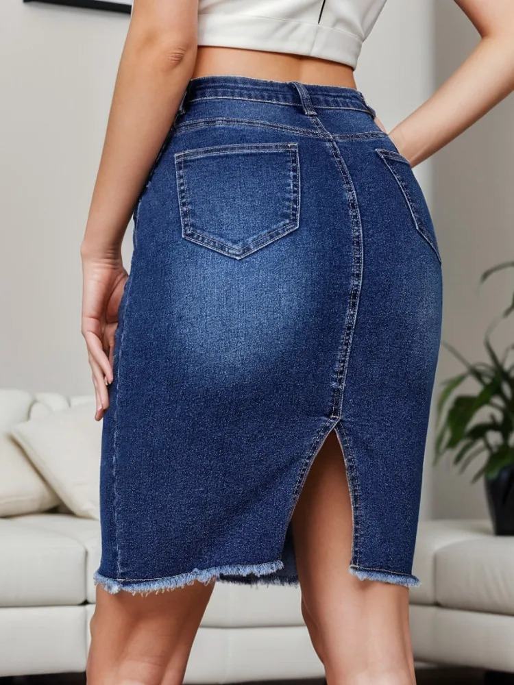 Arrival High Waist Denim Skirt Women Fashion Streetwear Slim Bodycon Midi Jean Skirts 250603