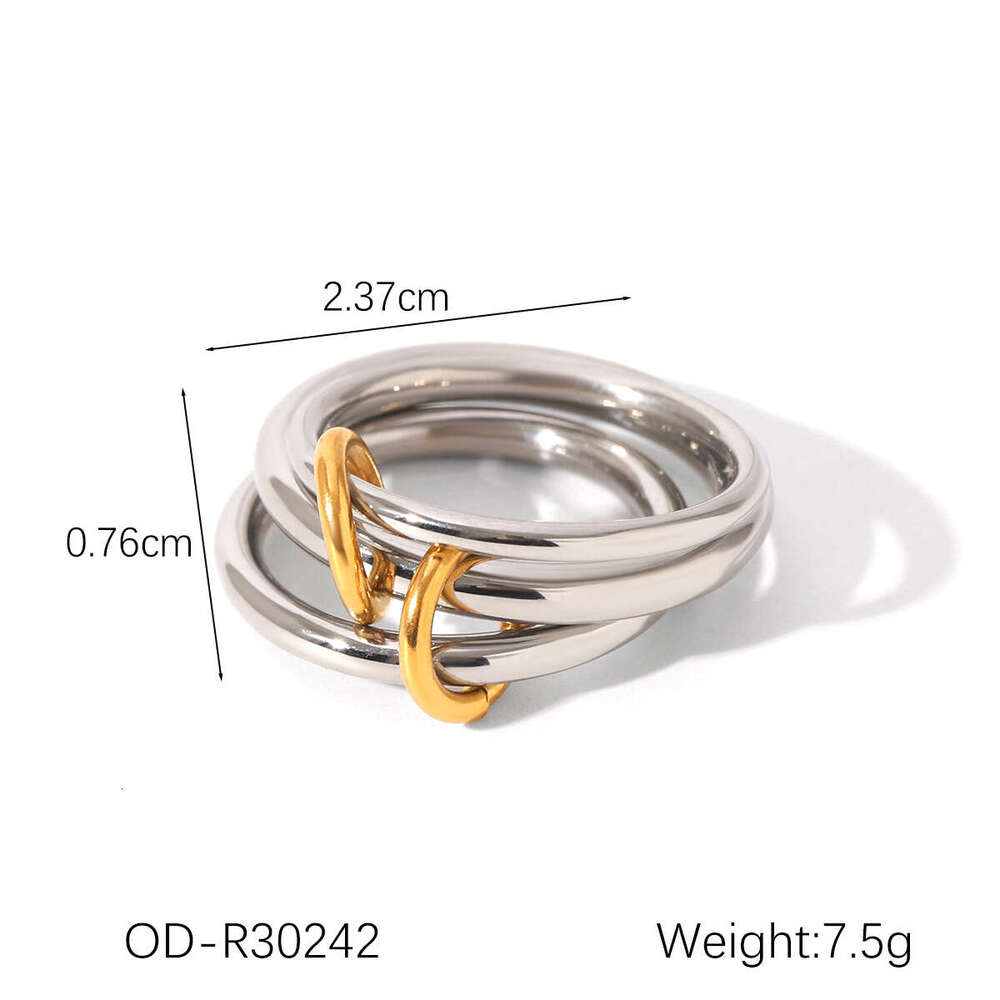 Bestselling Layered Jewelry Stainless Color Block for Women High-end Sense Simple Band Ring Titanium Steel Non-fading