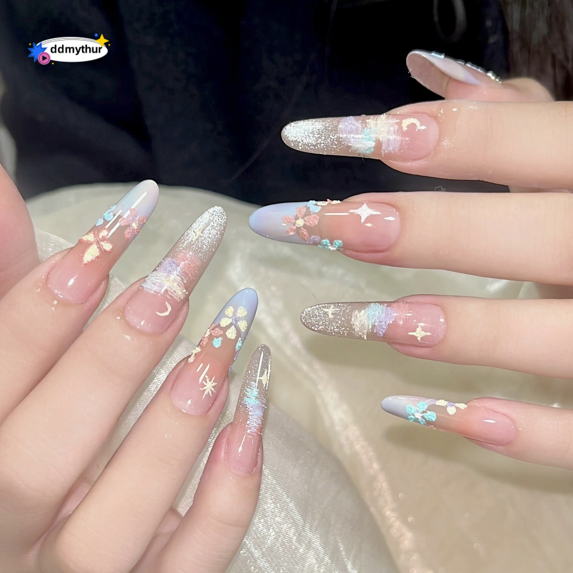 Monet Garden Wearable Spring Summer Ins Handmade Nail Art Finished Sweet Little Flower Fake Nails 2025 New Style Brightening ddmythur