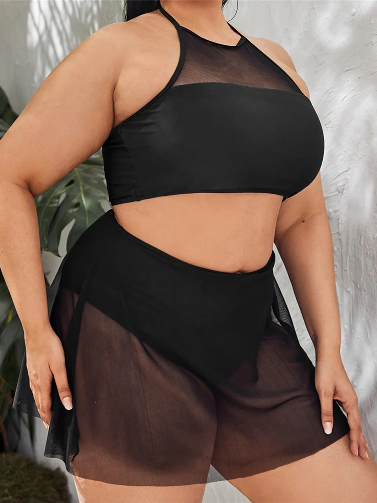 0XL 4XL Halter Bikini Large Size Swimwear Plus Women Swimsuit Female Twopieces set Bather Bathing Suit Swim K6701 250528Z