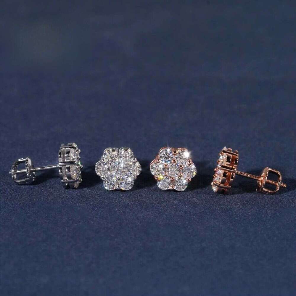 9mm Sun wer Design Sterg Sier VVS Moissanite Stud Hip Hop Earring Jewelry For Men Women