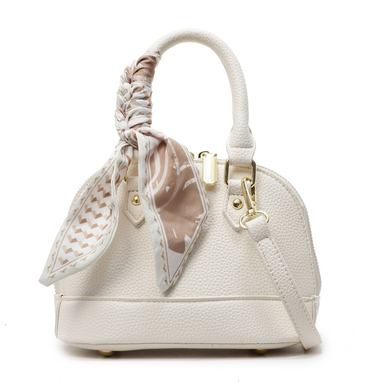 designer Lychee Pattern Scarf Handbag Shell Bag for Women 2025 Spring Summer New Fashionable Daily Commuter Shoulder Crossbody Bag