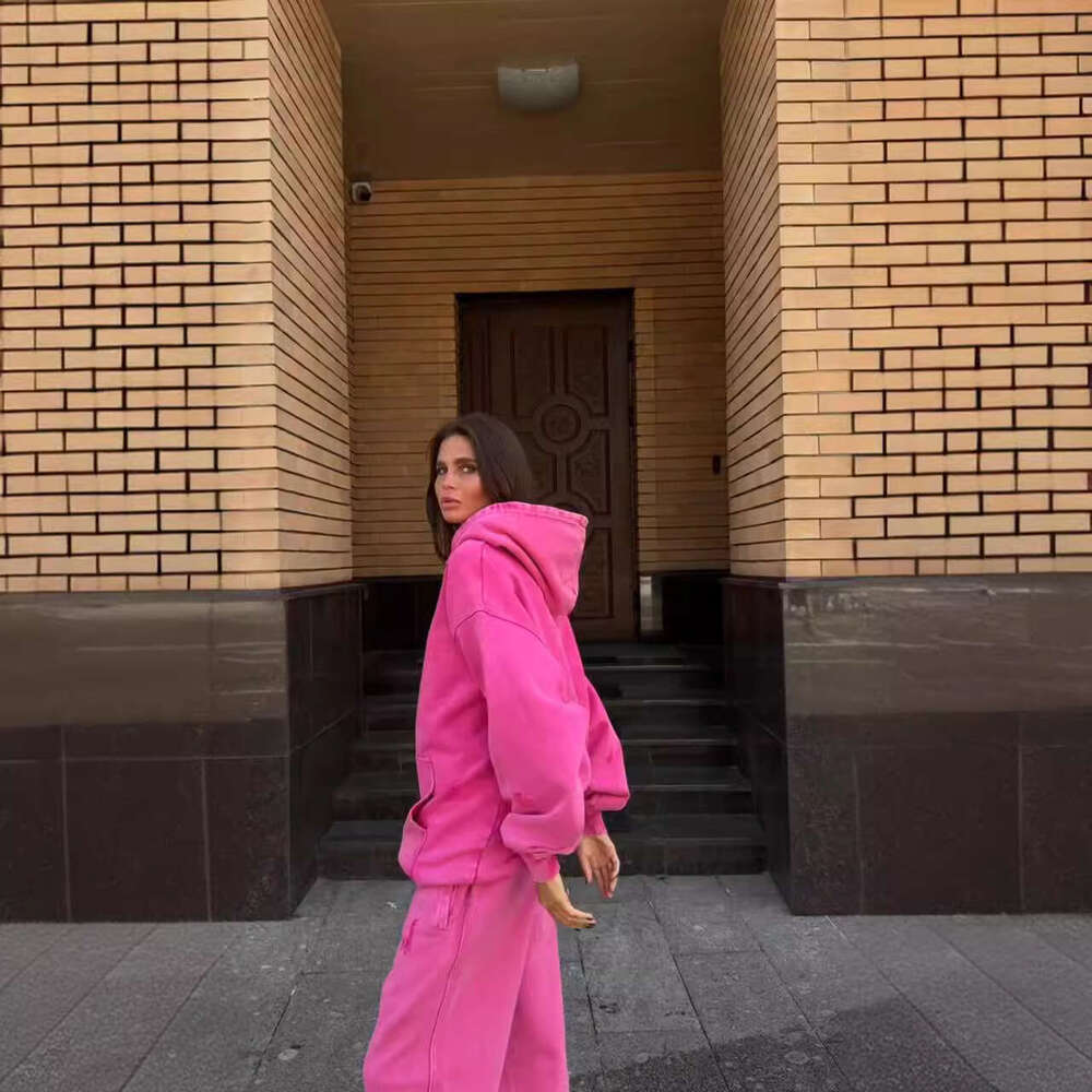 Boyfriend Style Oversized Long Sleeve Hoodie Sweatshirt For Women Trendy Straight Loose Sweatpants Set Women's High-End Fashion B5