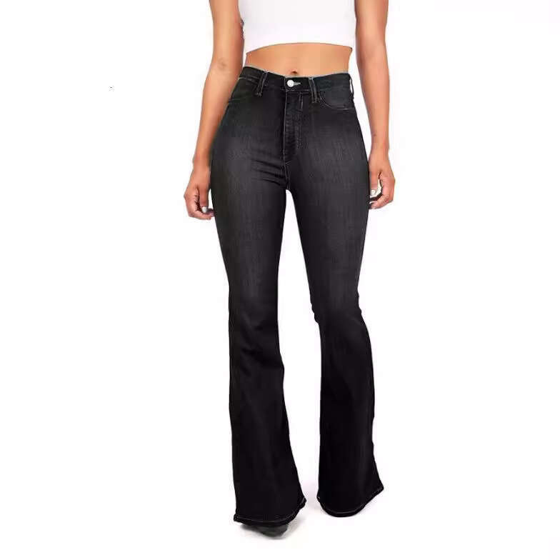 High Waist Flared Jeans For Women Spring Autumn Wide Leg Slimming Long Bell Bottom Pants Summer B5