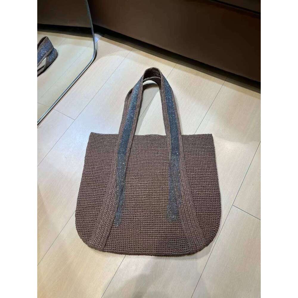 OLOEY OLOEY Spring And Summer Ladies New Hand-Woven Bags Hats Versatile Fashion Straw Beach Vacation Beaded Chain Tassels