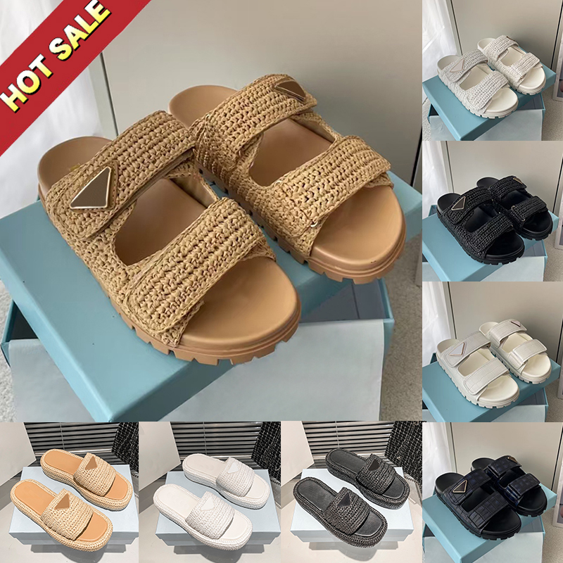 Designer Slippers Crochet Flatform Slides Platform Dad Sandals Women Luxury Mules famous slide Thick Bottom Outdoor Buckle slipper woman Summer Beach Sandal