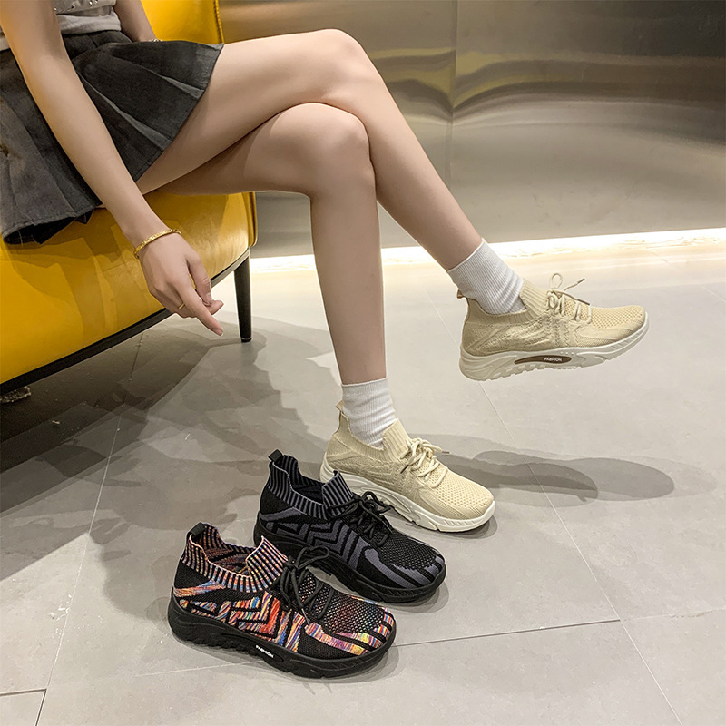 New Spring And Autumn Fashion Casual Sneakers Breathable Trendy Mesh Flyknit Sports Shoes For Casual Shoes Women Ddmysaturn