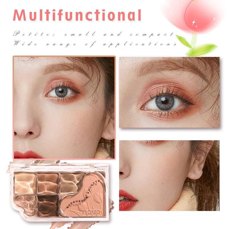 6-Color Blendable Eyeshadow Palette, Soft Smooth Fine Texture Powder Formula, Waterproof & Sweatproof, Valentine's Day gift