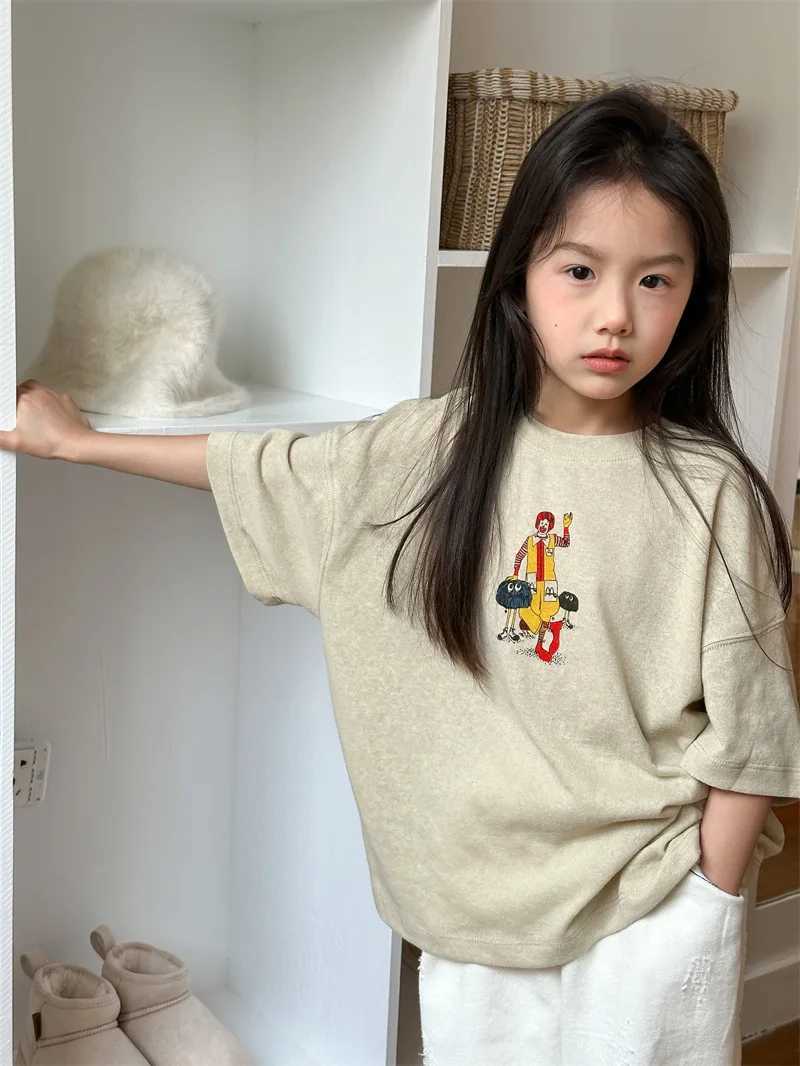 Children Clothing Kids 2024 Summer New Korean Style Short Sleeve Cartoon Printed T-shirt for Boys and Girls Cute Short Sleeve T250603