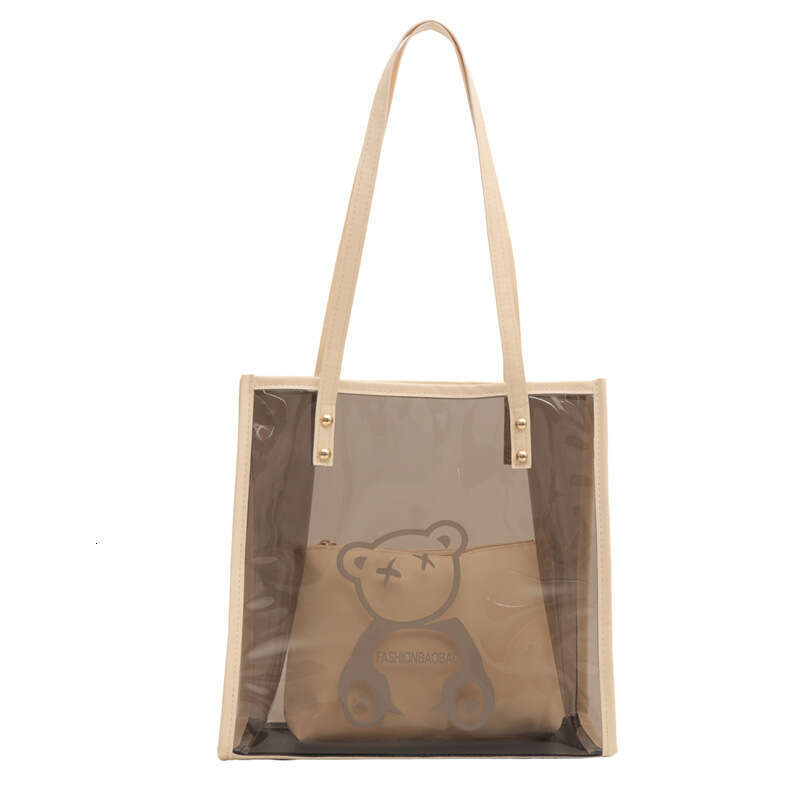 Fashion Transparent for Women 2025 New Summer Casual Jelly Beach Simple Commuter Shoulder Tote Bag