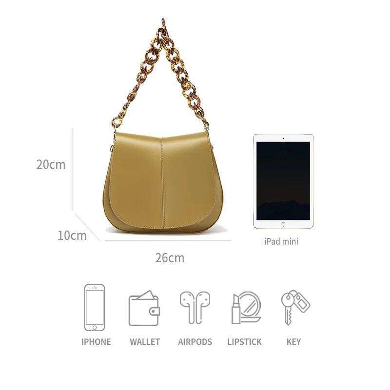 BEAU TODAY Handbags Women Leather Texture Acrylic Chain Hand Carry Simple Female Shoulder Messenger Bags 62036
