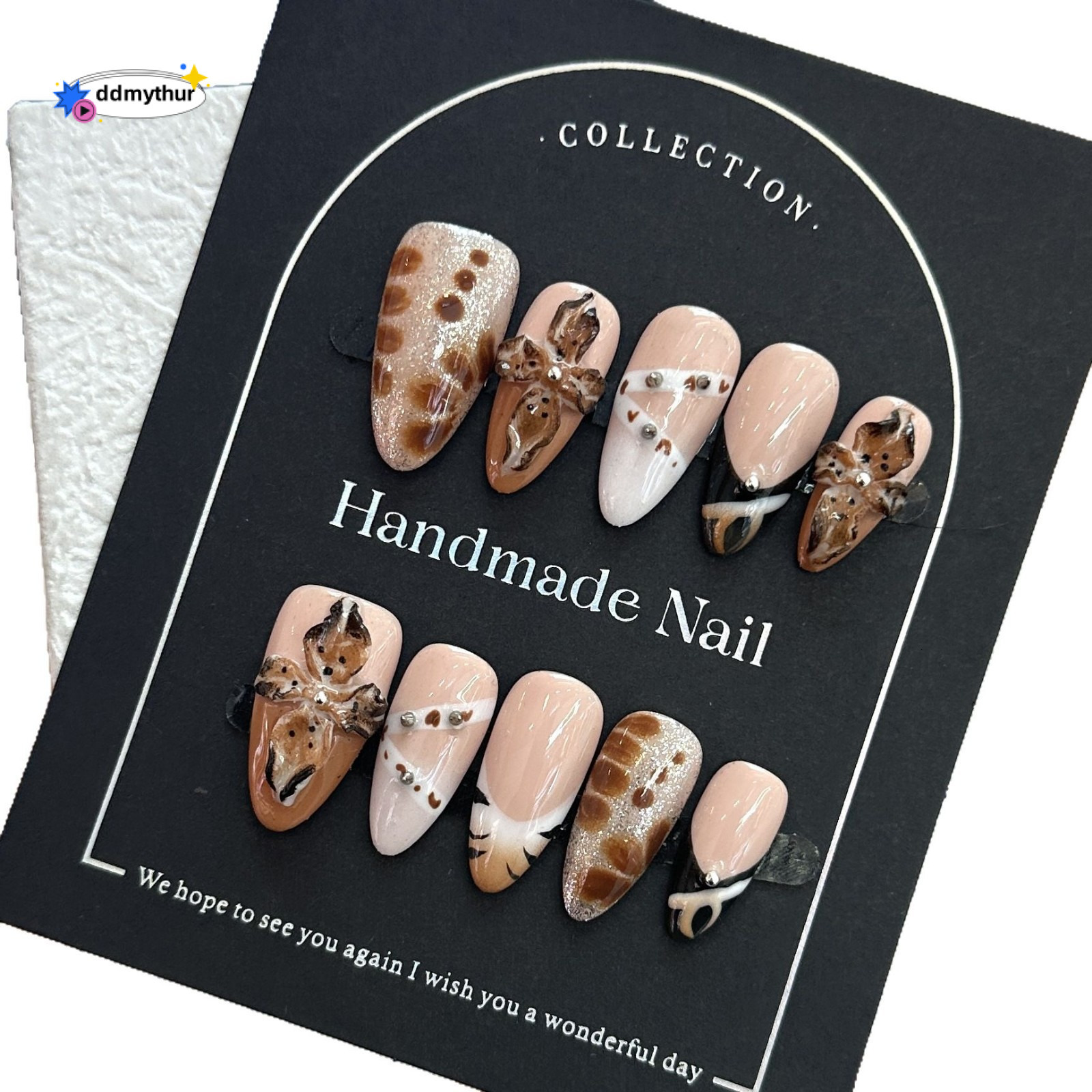 Spicy Girl Style Cat Eye Pure Handmade Painting Beautiful Whitening Elegant Wearable Nails ddmythur