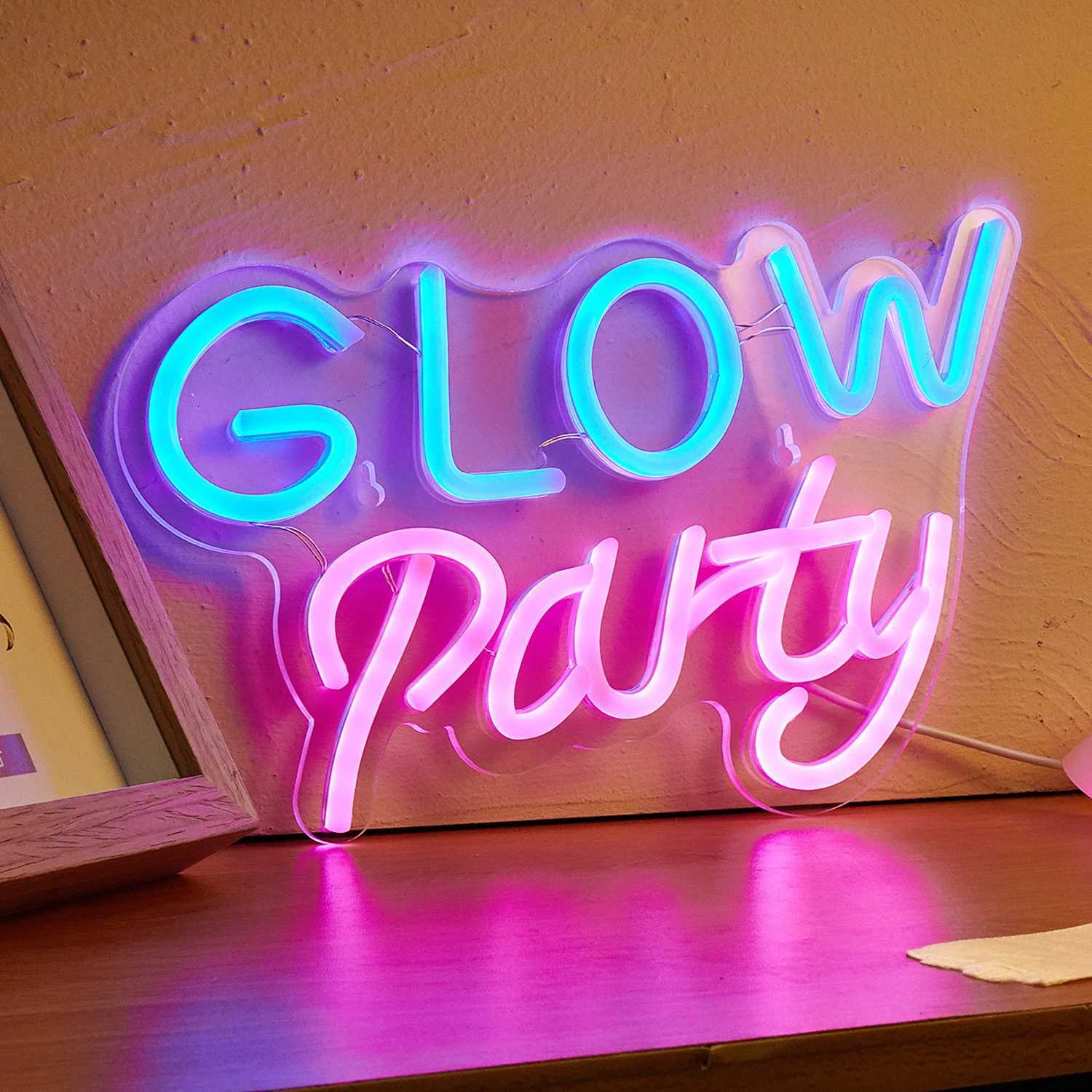 Chi-buy LED Neon Glow Party USB Powered Neon Signs Night Light 3D Wall Art Game Room Bedroom Living Room Decor Lamp Signs XJ250602
