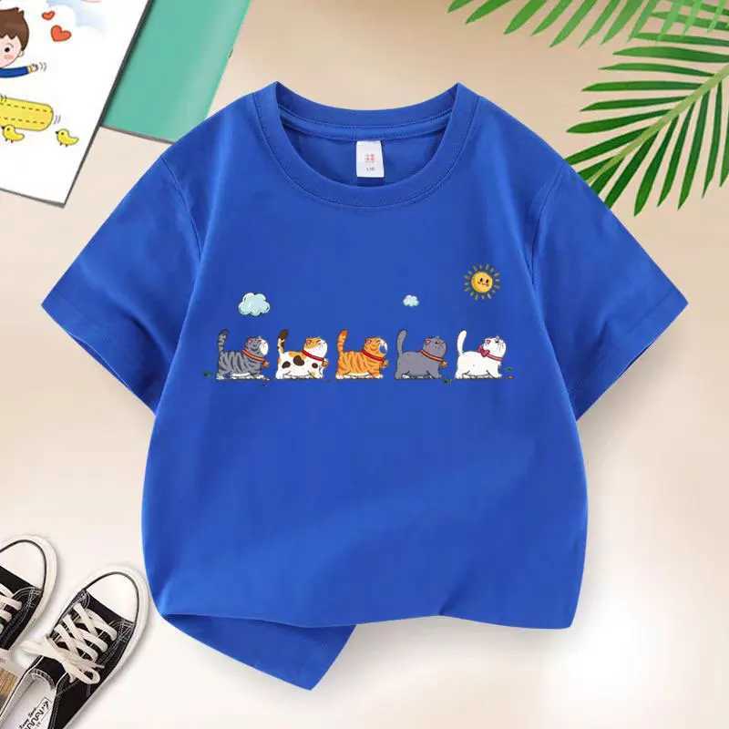 The Cat Family T-shirt for Boys Cotton Kids T Shirt Cartoon Children Casual Clothes Teen Baby Boy Summer Tops 6 8 10 12 Years T250603