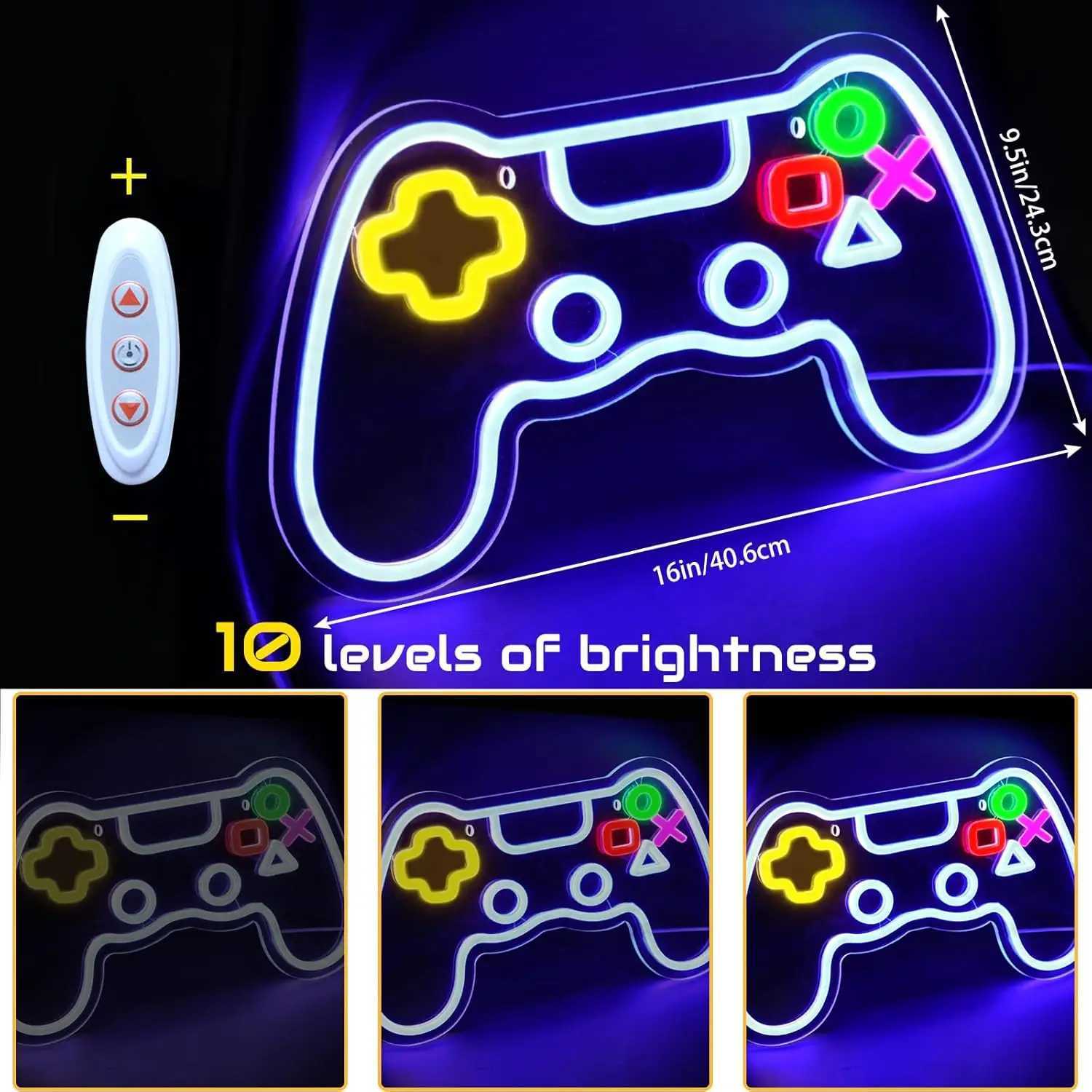 Gamer Neon Gamepad Shape Neon Gaming Sign for Boys Room Dimmable LED Game Controller Neon USB Powered Colored Room Decoration XJ250602