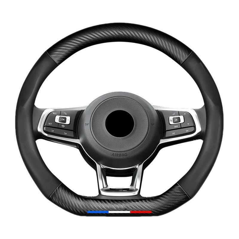 Car Carbon Fiber Leather Steering Wheel Cover For VW Volkswagen Golf 6 GTI R MK6 Polo Scirocco Passat CC Magotan Touareg Arteon R250603