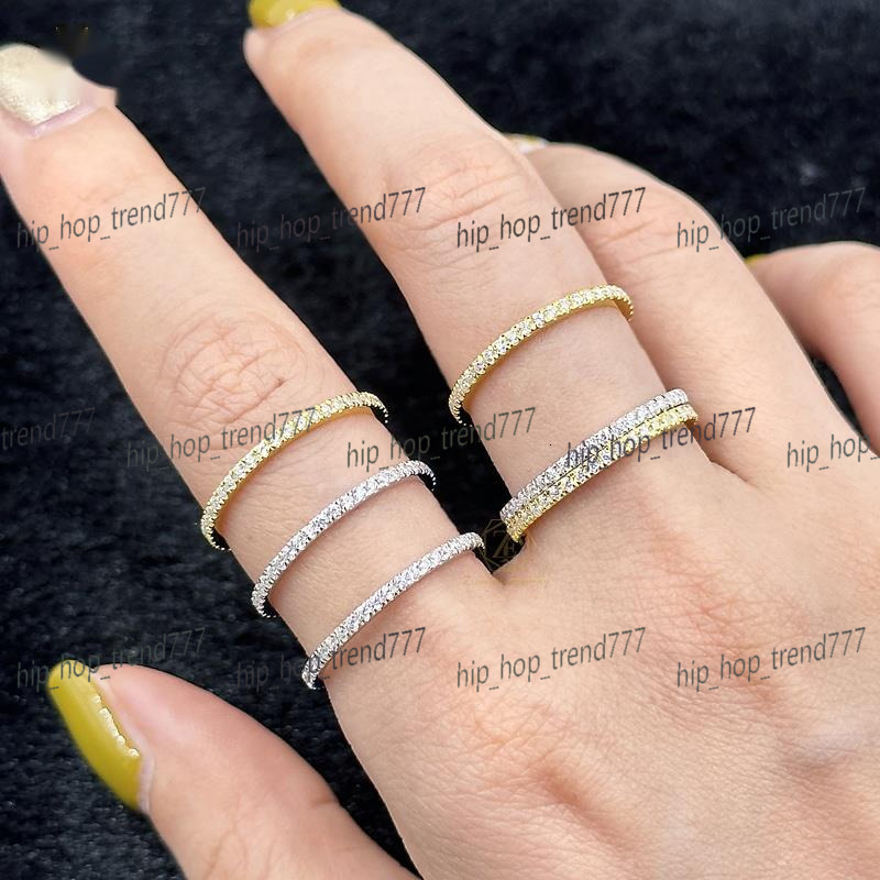 925 Sterling Silver Moissanite Eternity Band Diamond Engagement Wedding Ring Stackable 18K Gold Plated Rings Jewelry Women