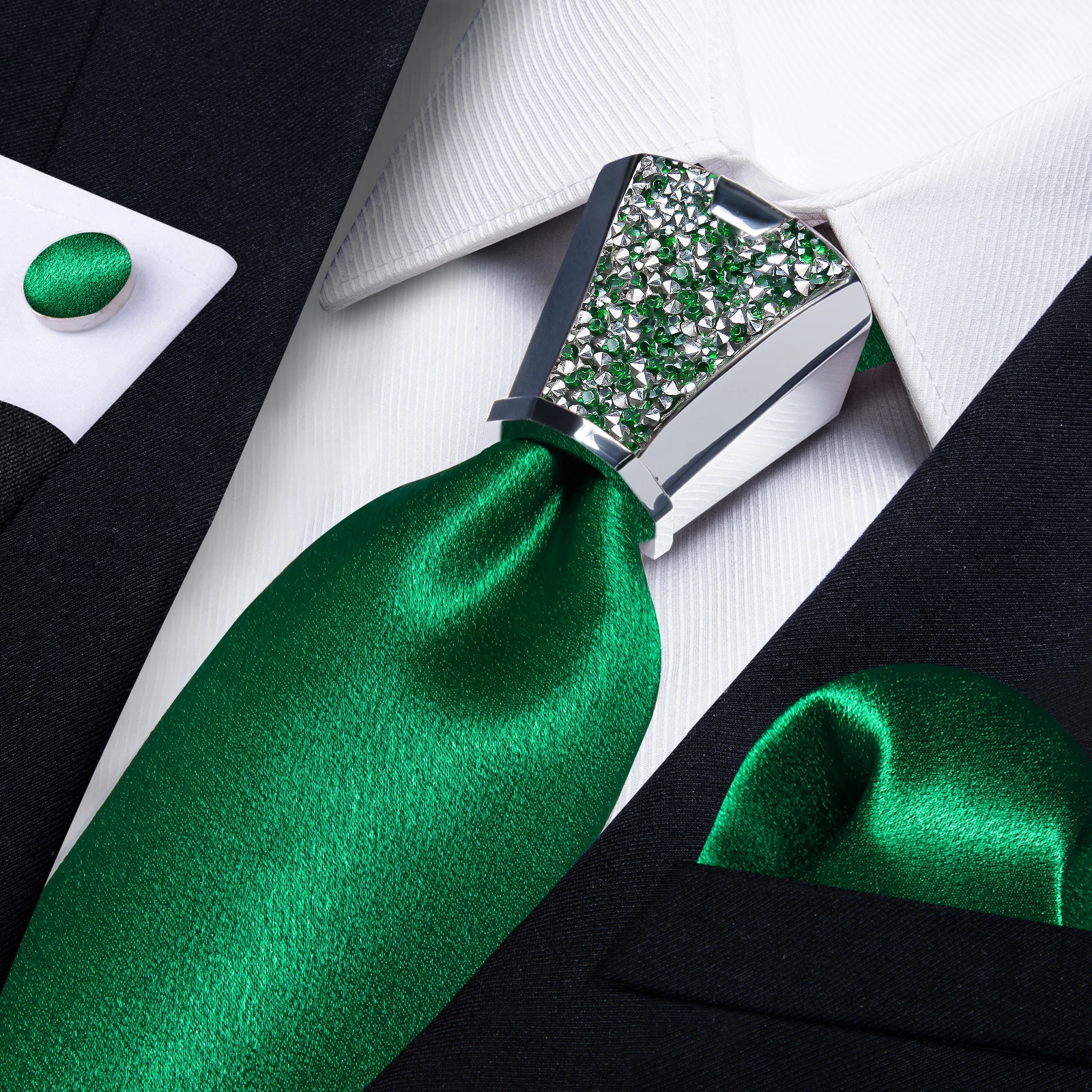 Solid Satin Mens Silk Ties Black Royal Green Yellow 8cm Necktie with Plastic Buckle Elegant Wedding Porm Mens Accessory 250530