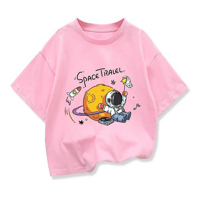 2025 New Kids Clothing Spaceman Travel Graphic Summer T-Shirt Boy And Girl Cotton Fashion Tops Teen Boys Loose Short Sleeve Tee T250603