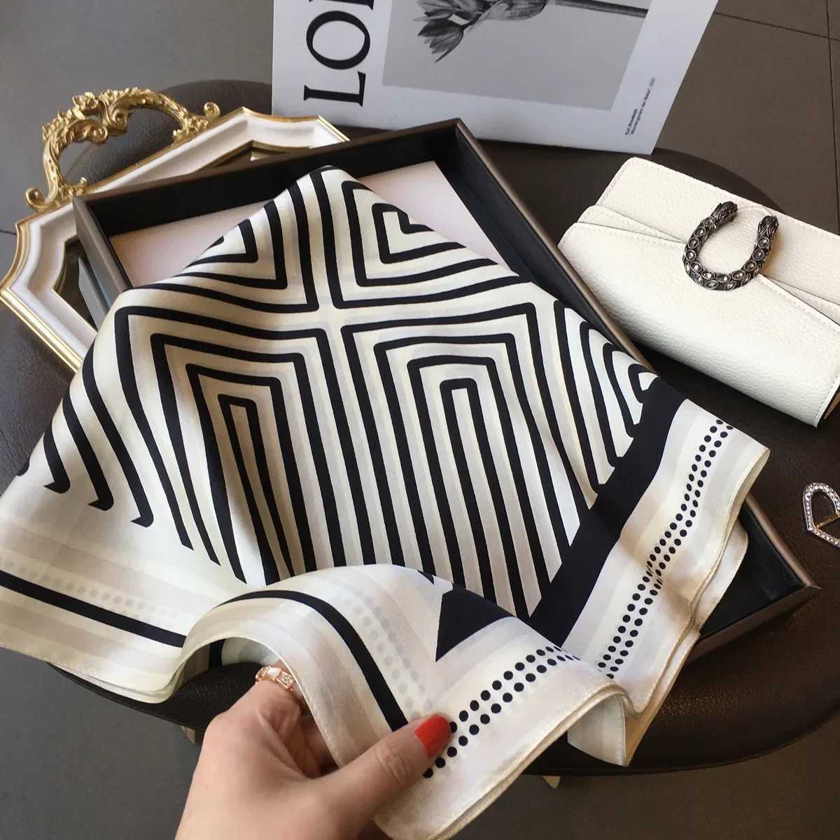 Design Neck Tie Wrist Wrap Hair Ribbon Luxury Brand 100% Real Silk Square Scarf Women Headband Neckerchief Shawl Ladies Bandana W250602