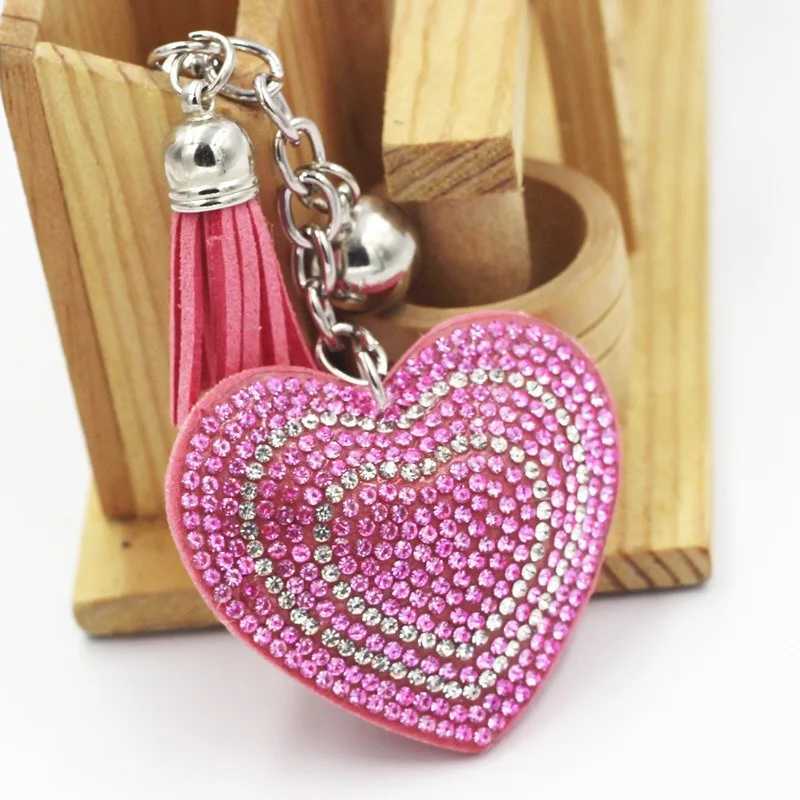 Gorgeous Red Rhinestone - Encrusted Heart Keychain with Stylish Tassel XJ250602