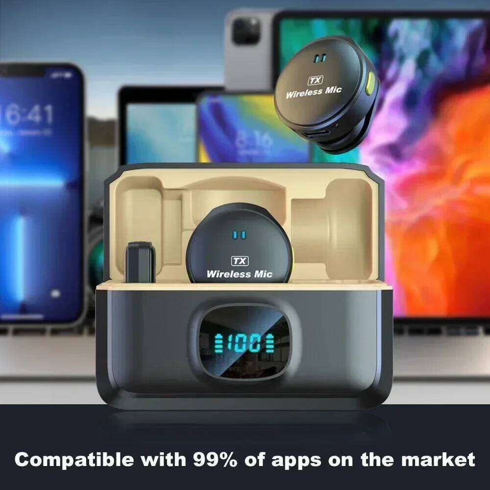 Wireless Microphone Magnetic Button Collar 164ft Range Lapel 40H Battery Lavalier Mic with Charging Case for Video Recording