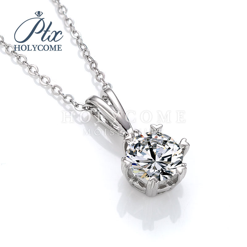 Classic 925 Sterling Silver Classic Advanced Snowflake 6 Prong Setting Necklace 1CT D Color VVS1 Moissanite Diamond for Women Jewelry