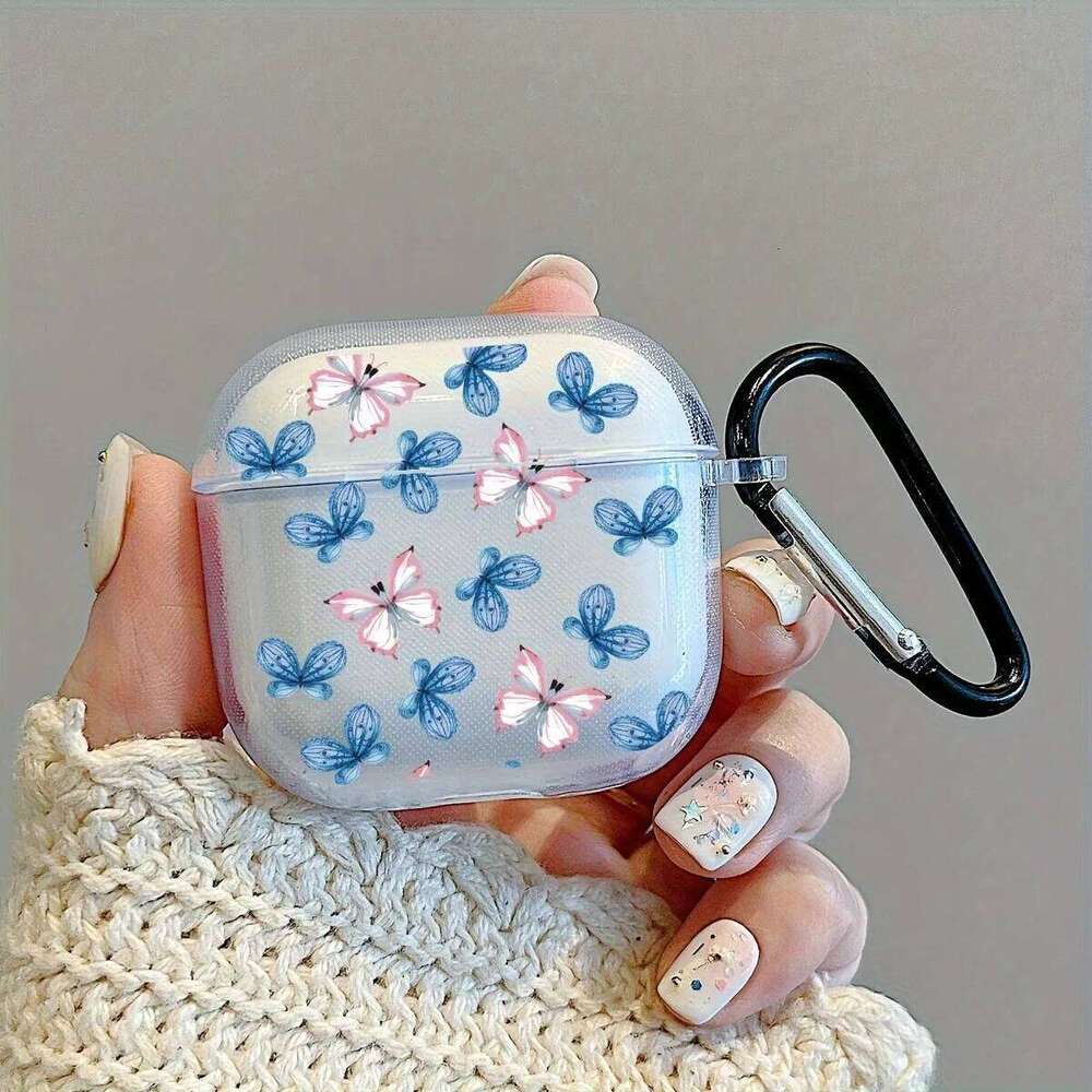 Ins Flowers Butterfly Clear Soft TPU Earphone Case Pro/Pro2 Generation For 3/4 Cover Accessories Keychain