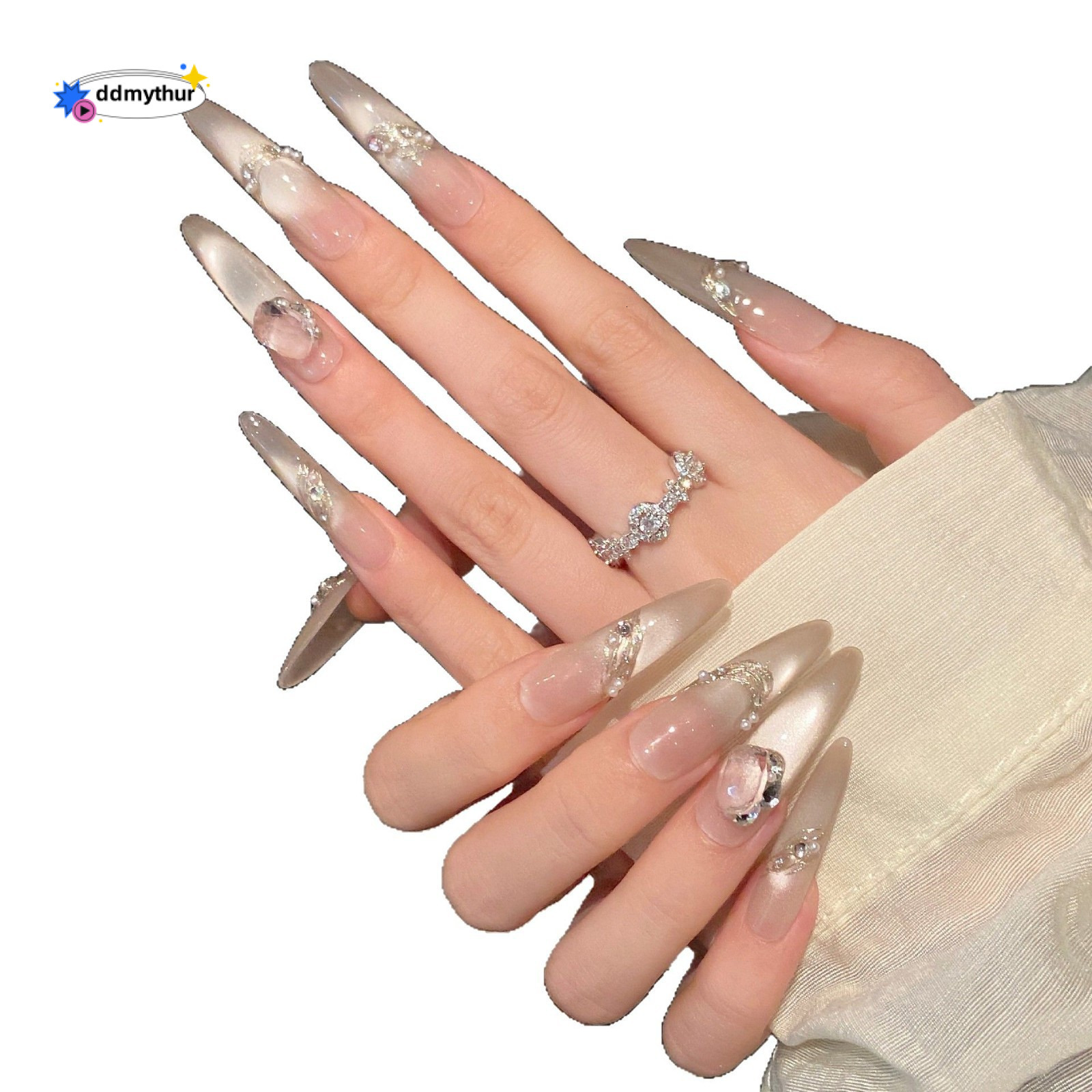 Yihe Panling Realm Luxurious Cat Eye Nail Art Gentle Whitening High end Long Handmade Wearable Nails ddmythur